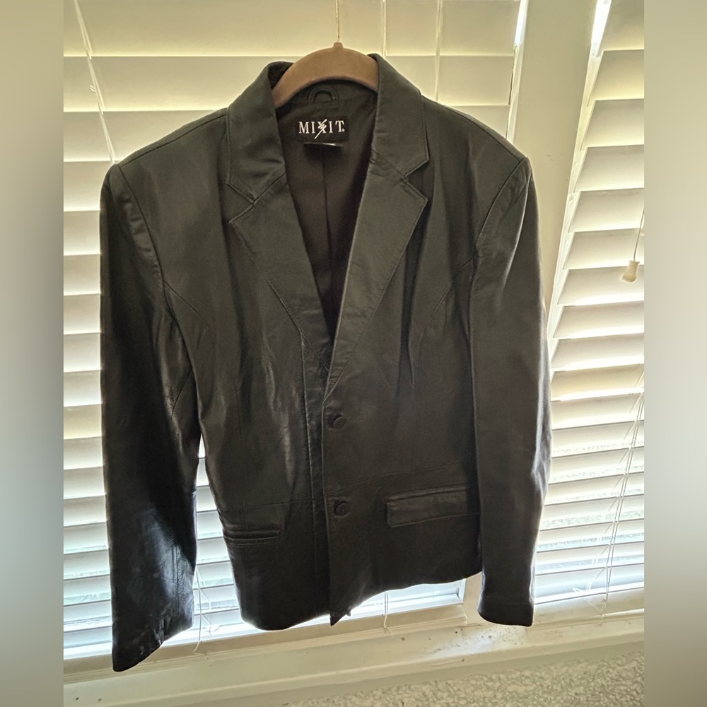 Mixit Black Leather Jacket Label Close-Up
